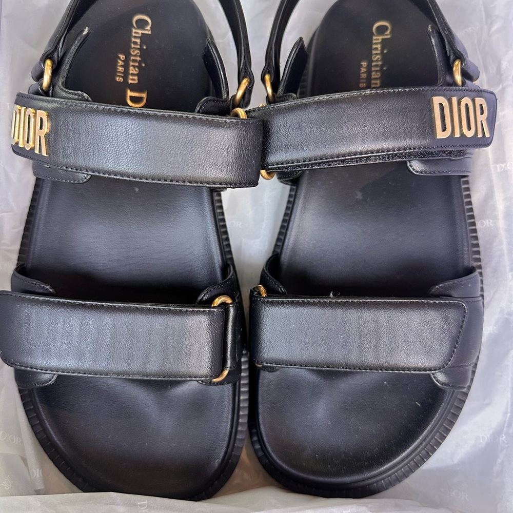 Dior Black Sandals with Gold Accents